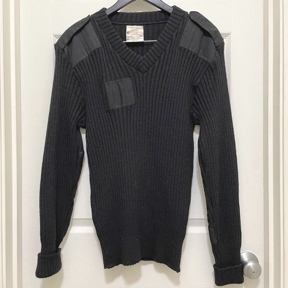 Vintage Brigade Quartermasters Woolly Pully Sweater‎ 100% Wool Military Black 42